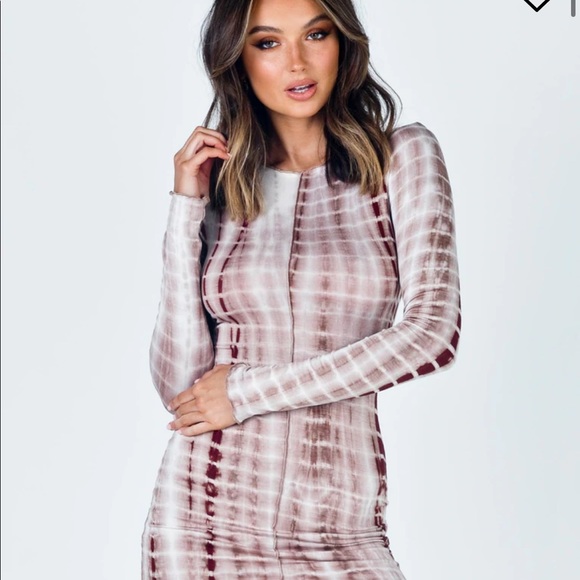 JOANI TIE DYE MINI DRESS BROWN - Picture 2 of 4